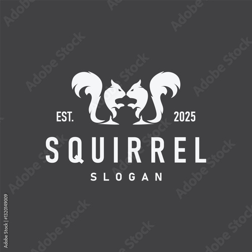 simple silhouette concept design cute little animal squirrel logo minimalist illustration product brand template