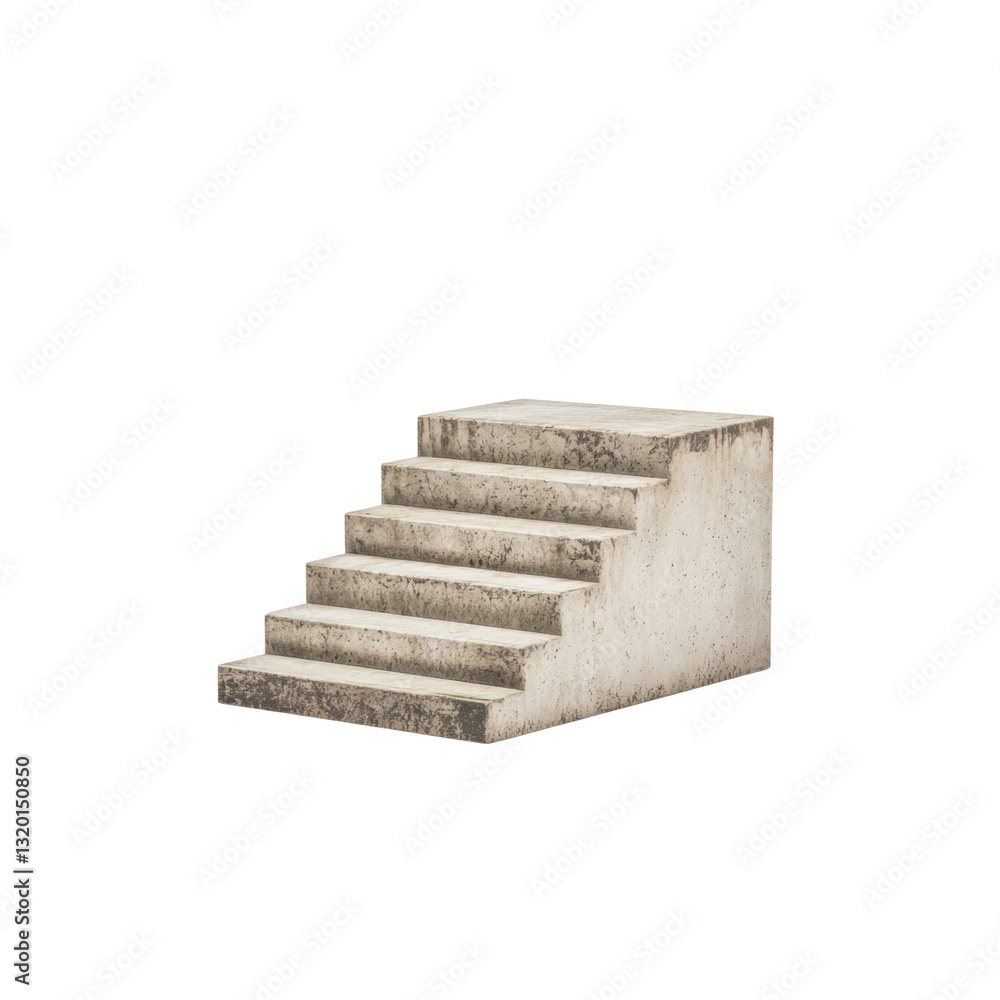 A set of weathered concrete stairs with multiple steps leading upwards. A set of weathered concrete stairs with multiple steps leading upwards.