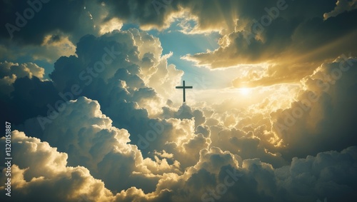 Jesus Christ In The Clouds With Radiant Light - Ascension Theme