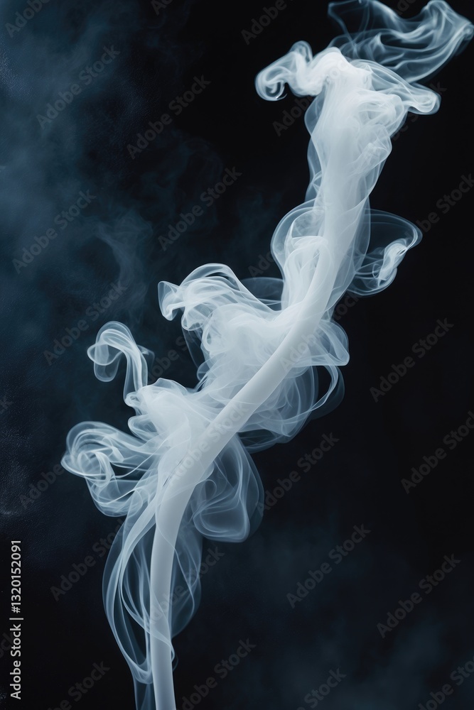 Fototapeta premium Isolated white smoke appearance against a dark background.