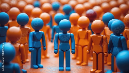 Wallpaper Mural Little plastic blue toy figure stands out from the crowd in a closeup. One worker against an odd job shift, headhunter, rare disease unit, dismissal, retirement, media, virus epidemic, and success ... Torontodigital.ca