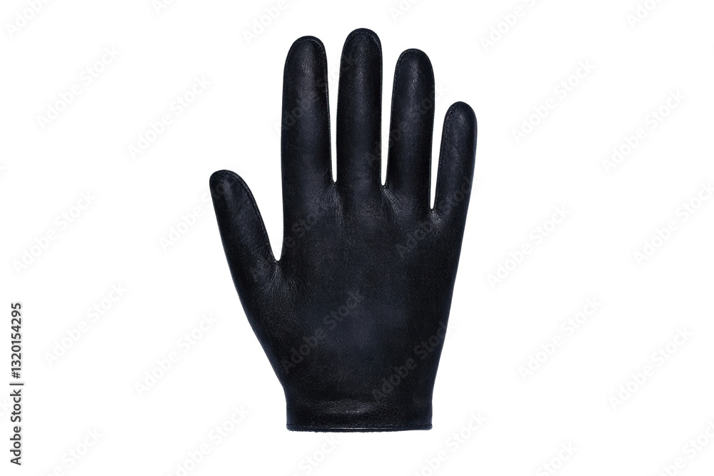 Obraz premium A detailed black glove hand positioned upright, showcasing its texture and design.