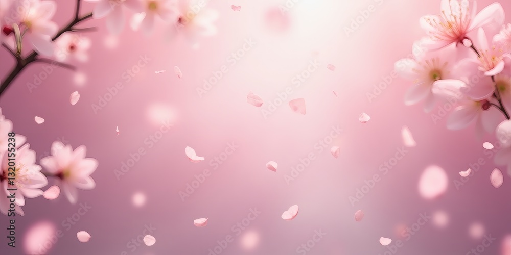 Fluttering Cherry Blossoms – Tranquil Springtime Scene with Copy Space Fluttering Cherry Blossoms – Tranquil Springtime Scene with Copy Space