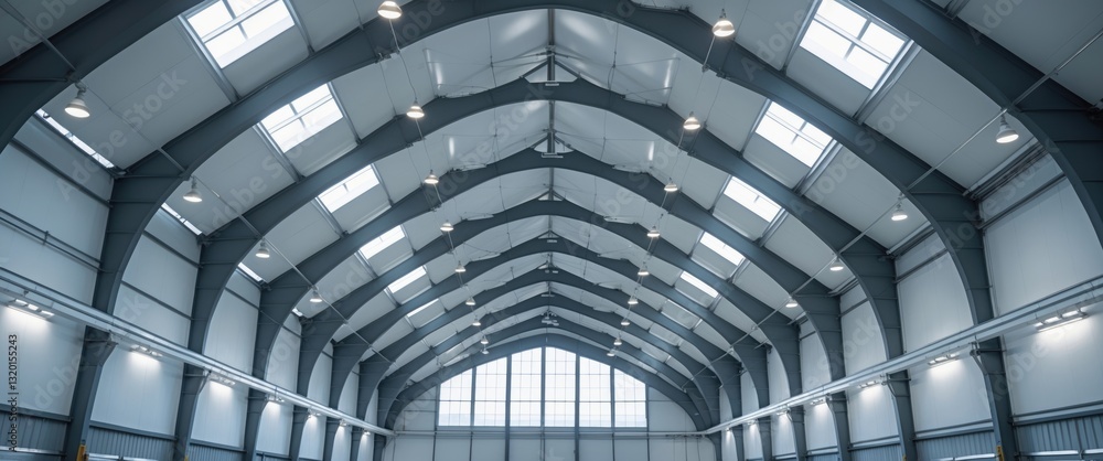 Naklejka premium large industrial hall - transport warehouse - contemporary LED lighting