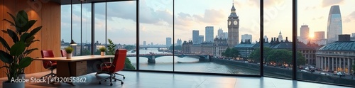 Spacious, minimalist office overlooking London , downtown, real estate