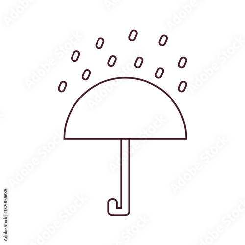 Umbrella with raindrops symbolizing rainy weather, protection, and seasonal changes. Ideal for forecasts, climate reports, and weather themed designs.