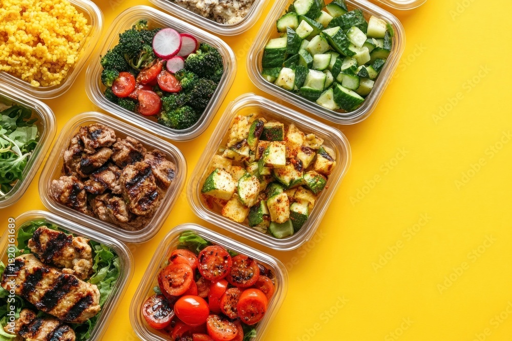 Healthy Meal Prep Boxes with Colorful Salads and Grilled Vegetables for Fitness and Weight Loss Healthy Meal Prep Boxes with Colorful Salads and Grilled Vegetables for Fitness and Weight Loss