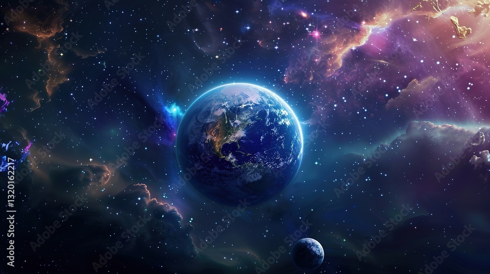 Fototapeta premium Stars_Earth_Sky_Starry_Sky_Background_Universe_