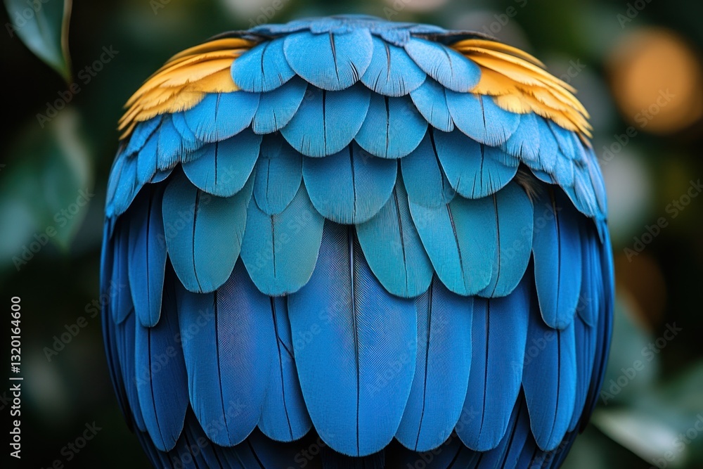 Obraz premium Close Up of Vivid Blue and Green Exotic Bird Feathers of Macaw and Parakeet