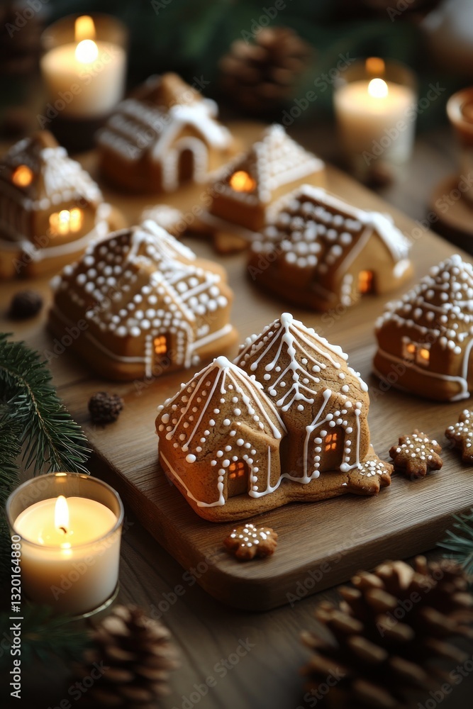 Cozy Christmas Gingerbread Cookies Pine Branches Rustic Table Setting Cozy Christmas Gingerbread Cookies Pine Branches Rustic Table Setting