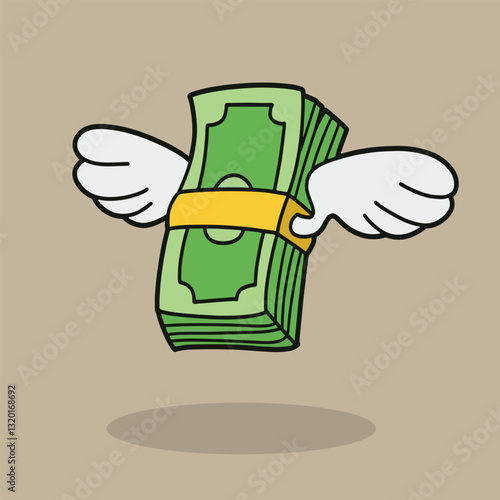 money with wings good for sticker, element design, badge, etc