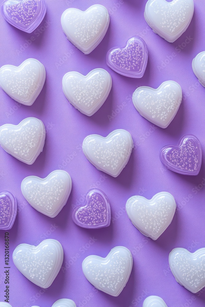Obraz premium Valentine's Day Hearts Celebration on Soft Lavender Background Minimalistic Sweet Romance Decoration