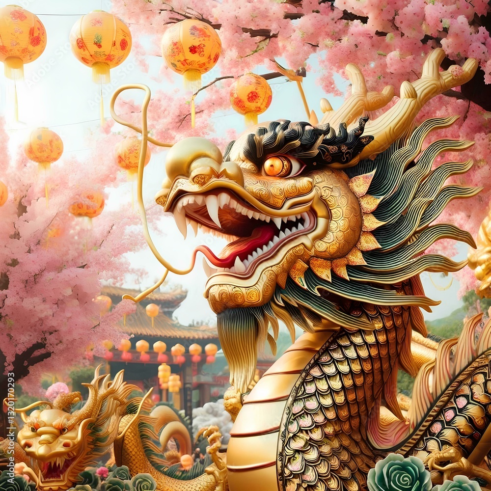 Fototapeta premium graphic representation with artistic details of the Chinese dragon 10