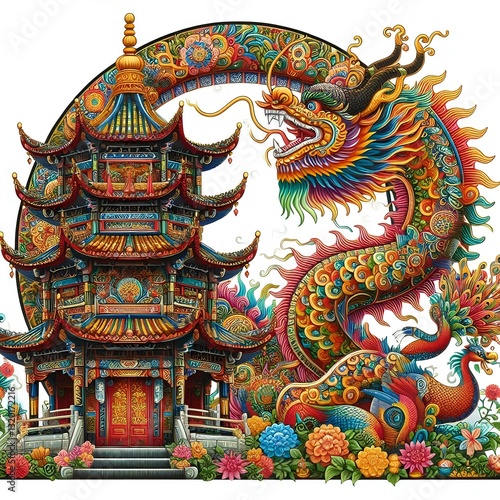 Wallpaper Mural Chinese dragon artistic illustration 30 Torontodigital.ca