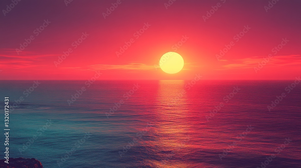 Vibrant Sunset Over Calm Ocean Waters Vibrant Sunset Over Calm Ocean Waters