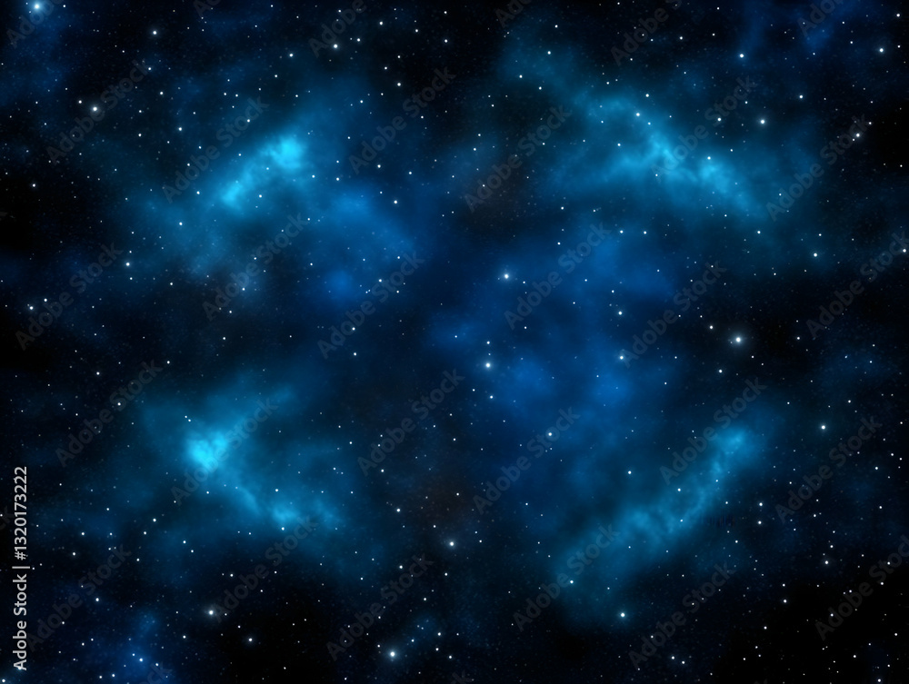 Fototapeta premium Stunning 3D Render of a Deep Space Nebula with Bright Stars and Glowing Cosmic Clouds, an Abstract Background Image for Design Projects