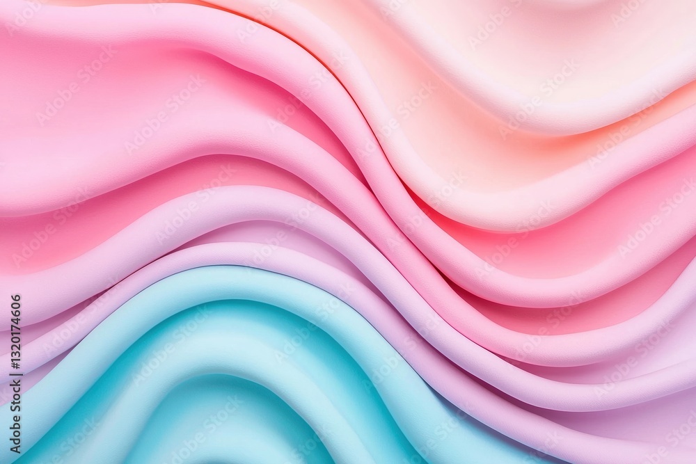 Obraz premium Burnout Recovery Mental Health Concepts. Soft pastel waves of fabric in pink and blue hues.