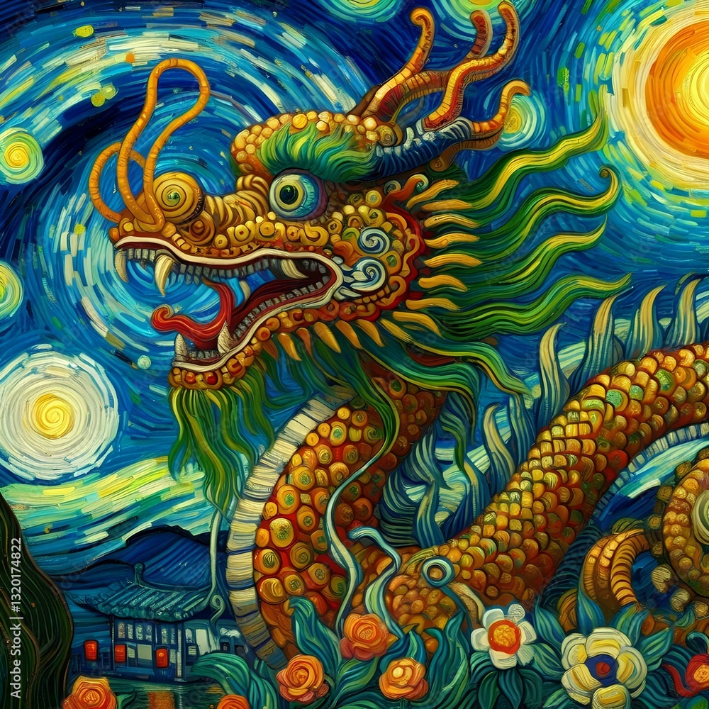 custom made wallpaper toronto digitalChinese dragon artistic illustration 16
