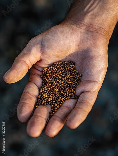 The Future Harvest, A Farmer's Hand Holds Seeds of Potential photo