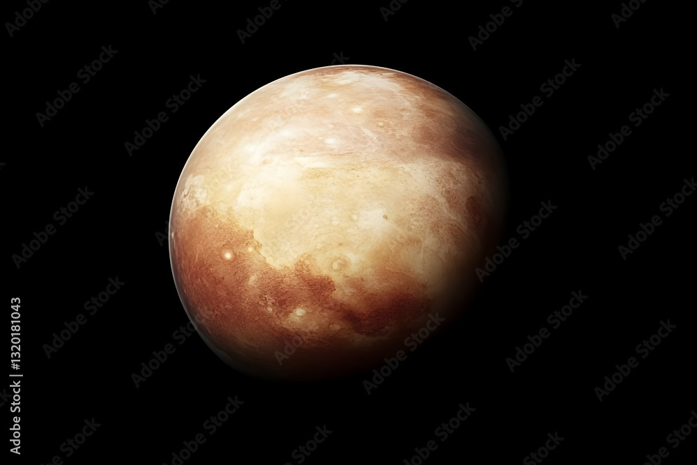 Fototapeta premium 3D Render of a Fictional Planet, a Reddish-Brown Celestial Body Isolated on Black Background, Showing Detailed Surface Texture