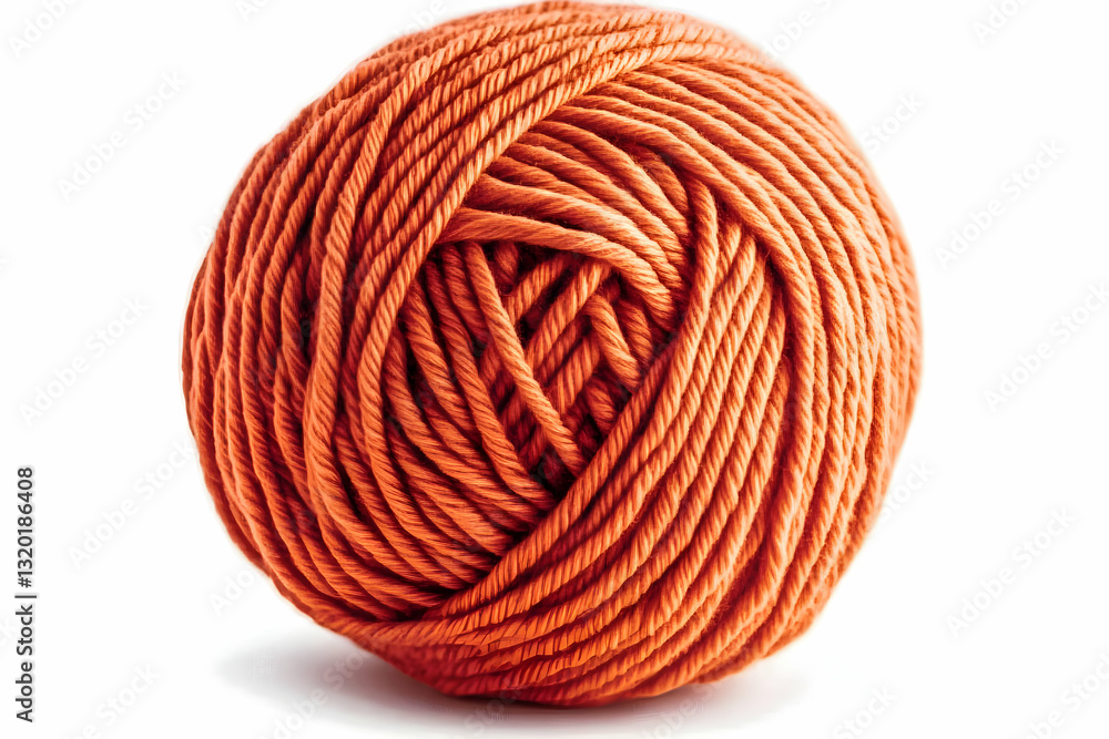 Close-up of a Ball of Burnt Orange Yarn Isolated on White Background Close-up of a Ball of Burnt Orange Yarn Isolated on White Background