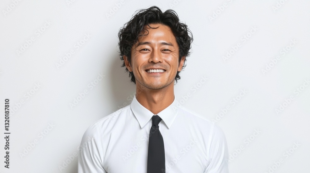 Smiling man in a white shirt and black tie. Smiling man in a white shirt and black tie.