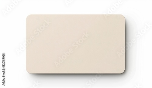 Blank beige gift tag on white background. Simple cardboard tag