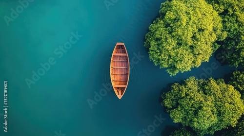 Fototapeta Naklejka Na Ścianę i Meble -  Beautiful nature view of a boat floating on water