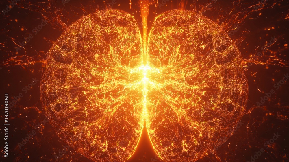 Fototapeta premium Abstract Visualization of Brain Activity with Fiery Energy Patterns