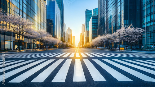 Blossom-Lined Streets: Zebra Crossing in Seoul’s Spring
