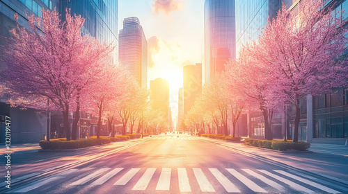Obraz na płótnie Blossom-Lined Streets: Zebra Crossing in Seoul’s Spring
w salonie