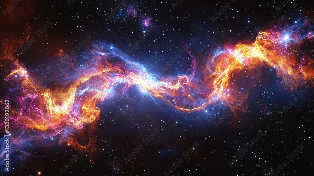 Colorful Cosmic Nebula in Deep Space with Stars and Gas Clouds Colorful Cosmic Nebula in Deep Space with Stars and Gas Clouds