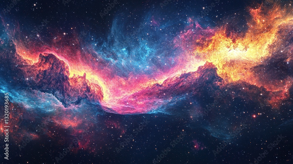 Fototapeta premium Colorful Cosmic Nebula in Space with Stars and Bright Colors