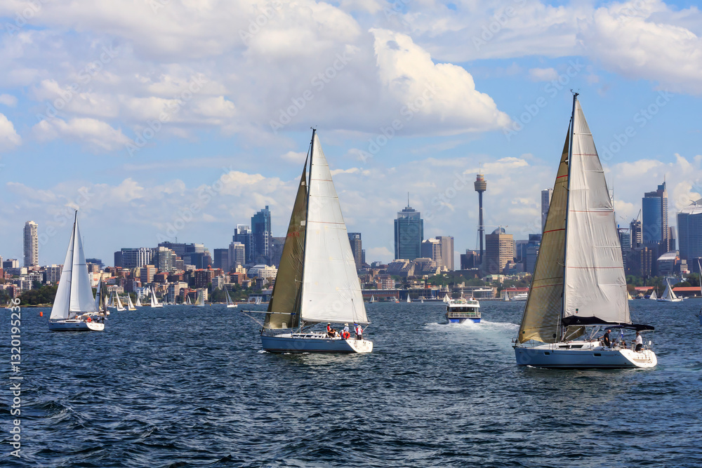Yachts sailing in Sydney Harbour