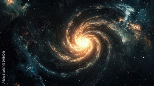 Wallpaper Mural Swirling Galaxy with Bright Core and Nebulae in Cosmic Space Torontodigital.ca