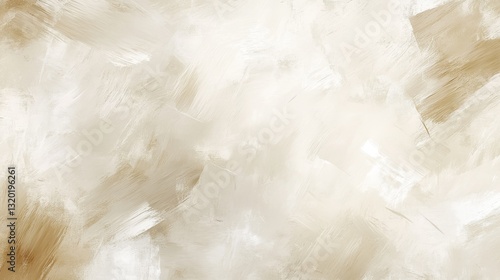 Beige and white textured abstract painting with brush stroke patterns