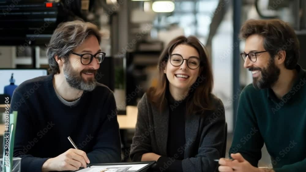 Business colleagues in conversation in modern office. Possible stock photo use Teamwork, collaboration, office life Business colleagues in conversation in modern office. Possible stock photo use Teamwork, collaboration, office life