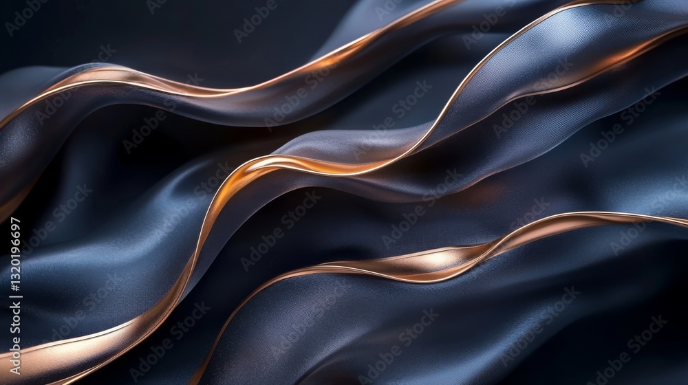 Obraz premium Flowing abstract depiction of a textured fabric with golden edges