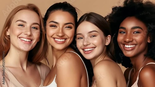 Smiling portrait diverse beautiful young woman