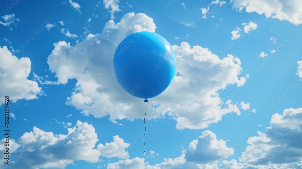 Obraz premium Blue Balloon: A floating object filled with helium or air, often used to bring joy and a festive touch to parties, celebrations, and special occasions. 