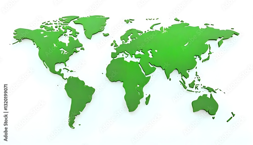 An isolated green world map in the shape of a 3D tree or forest on a white background, perfect for International Day of Forests An isolated green world map in the shape of a 3D tree or forest on a white background, perfect for International Day of Forests