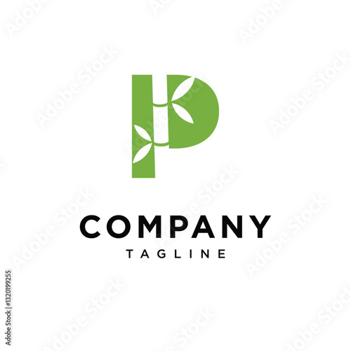 Letter P Bamboo Logo Icon Vector