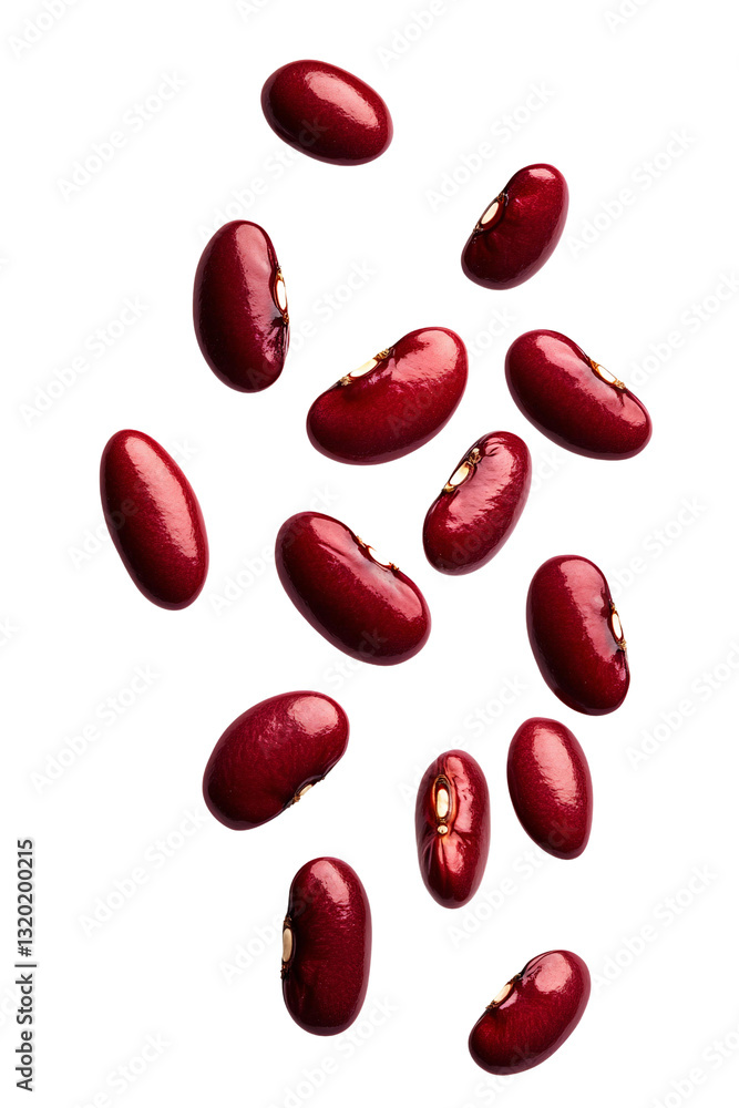 red kidney beans falling on white background red kidney beans falling on white background