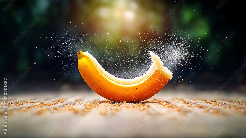 custom made wallpaper toronto digitalVibrant Banana Splitting with Dust Particles in a Lush Green Background