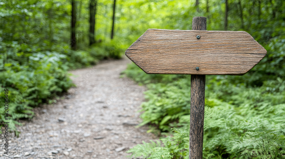 well worn hiking signpost at crossroads in lush forest well worn hiking signpost at crossroads in lush forest