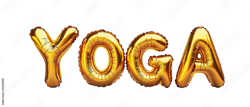Png of Bright gold balloons spelling 'YOGA' create a cheerful and uplifting atmosphere on transparent background. Png of Bright gold balloons spelling 'YOGA' create a cheerful and uplifting atmosphere on transparent background.