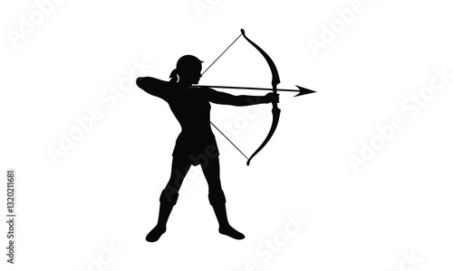 Archer Silhouette Aiming Arrow