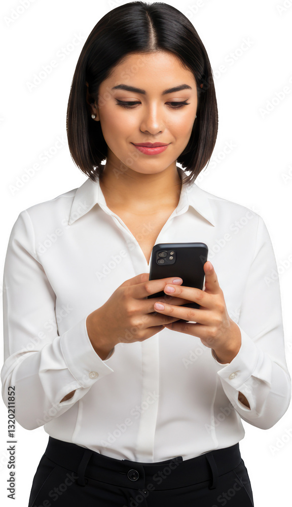 Confident Businesswoman Using Smartphone Modern Corporate Woman Checking Messages Mobile Phone Confident Businesswoman Using Smartphone Modern Corporate Woman Checking Messages Mobile Phone
