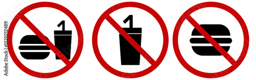 No Food or Drink Sign Vector Clear and Professional Warning Icon.
Food and Drink Prohibited Sign Vector.
No Eating or Drinking Symbol Perfect for Restaurants and Public Spaces.
