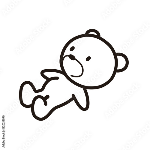 かわいいくまのぬいぐるみのアイソメトリックイラスト。ベクターデータは線幅の編集が可能です